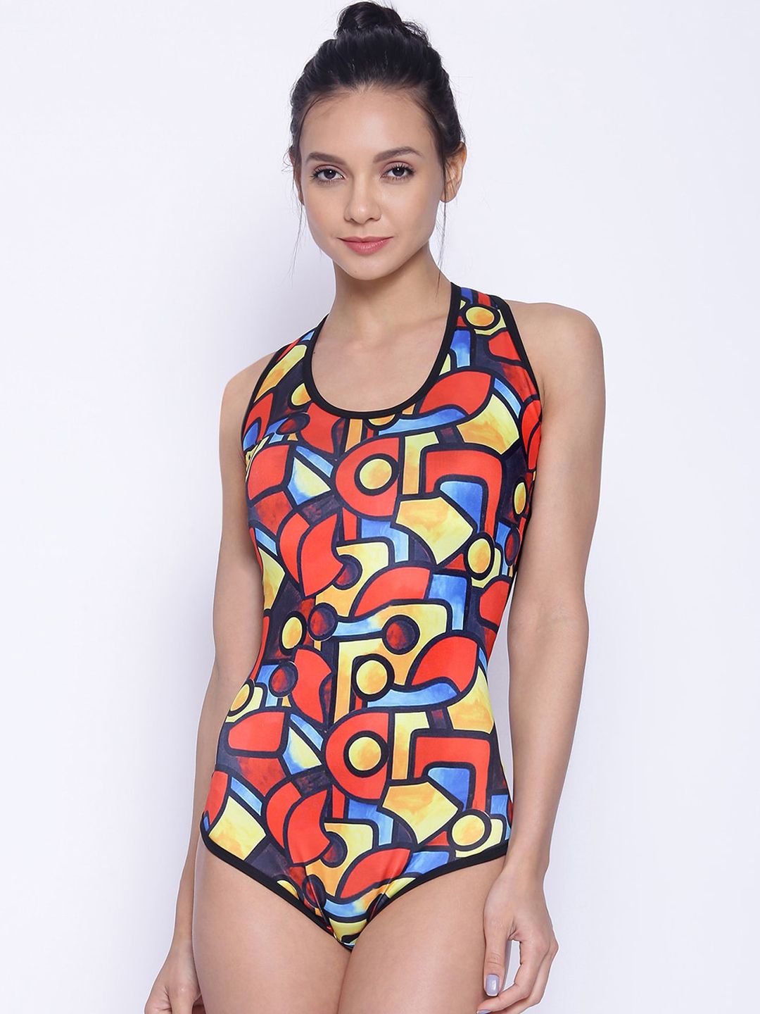EROTISSCH Women Red & Yellow Printed Swim Bodysuit Price in India