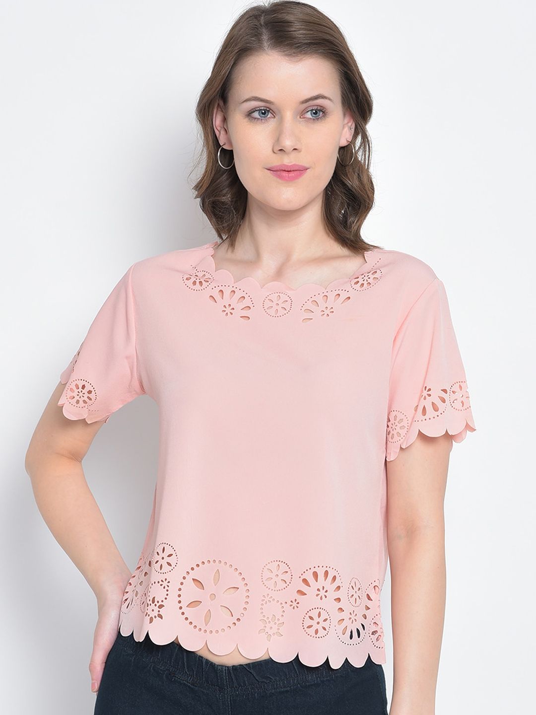 Mayra Pink Crepe Regular Top