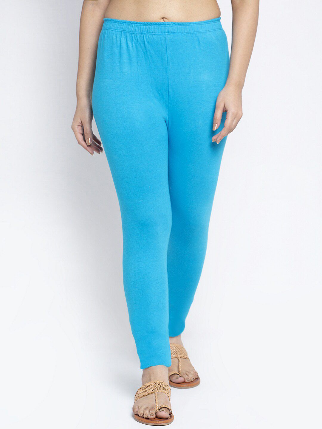 GRACIT Women Turquoise Blue Solid Ankle-Length Leggings Price in India