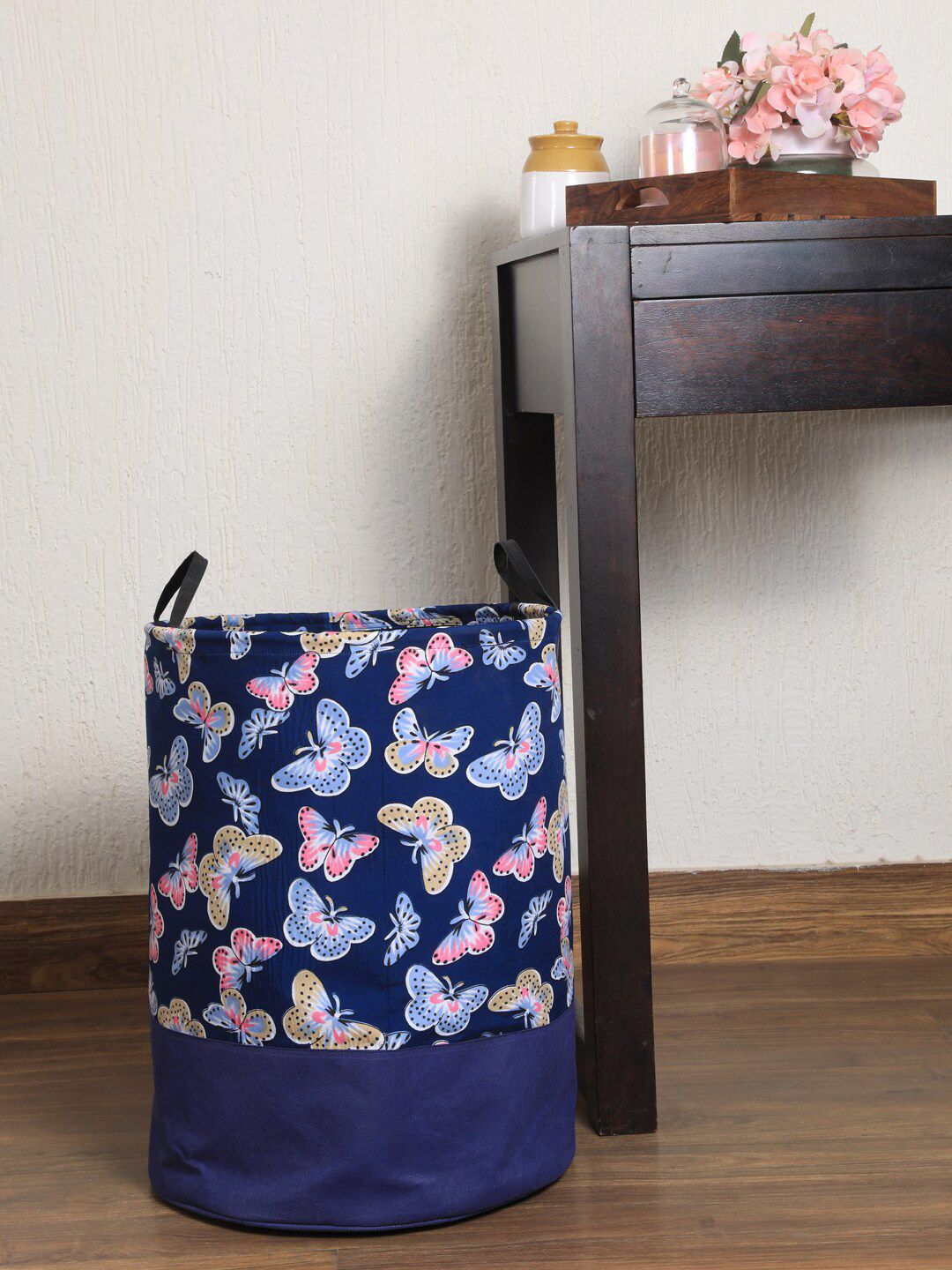 My Gift Booth Navy Blue & Pink Printed Laundry Bag Price in India