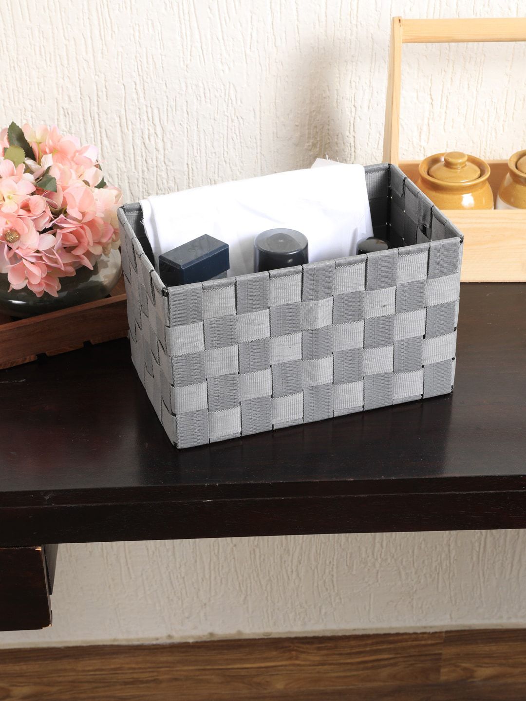 My Gift Booth Grey Woven-Design Wire Basket Price in India