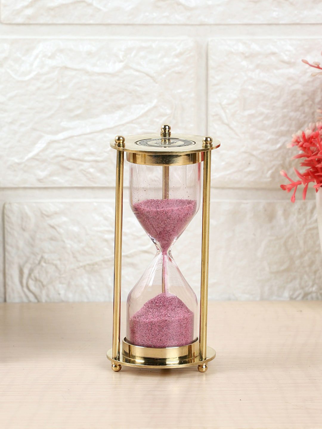 EXIM DECOR Gold-Toned & Pink Ross London Sand Timer Price in India