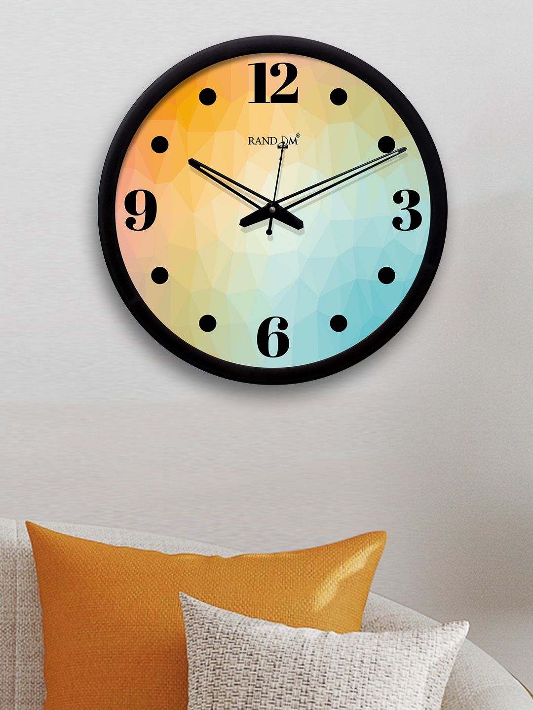RANDOM Orange & Sea Green Round Printed 30.4 cm Analogue Wall Clock Price in India