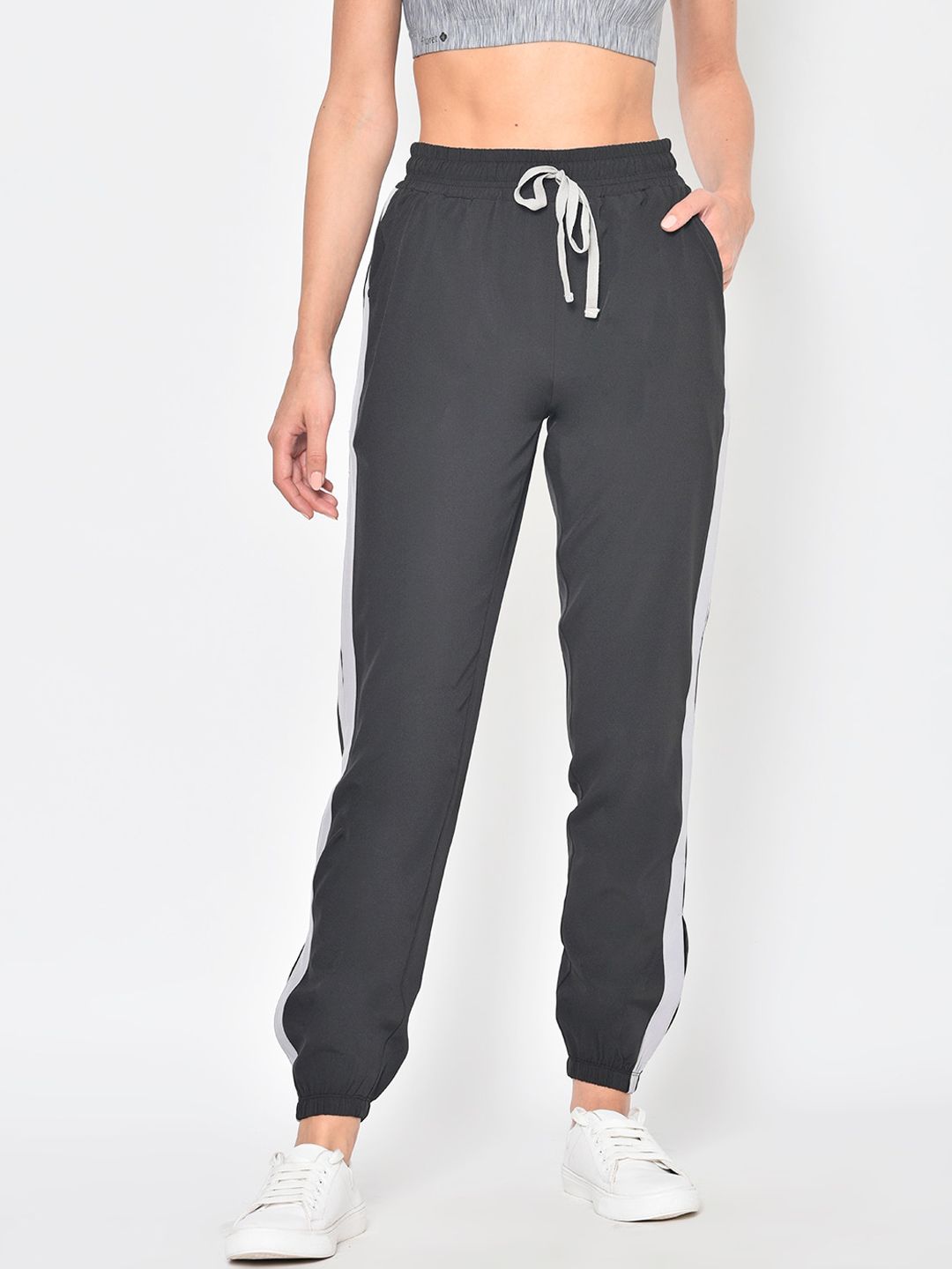 American-Elm Women Black Solid Slim-Fit Joggers Price in India