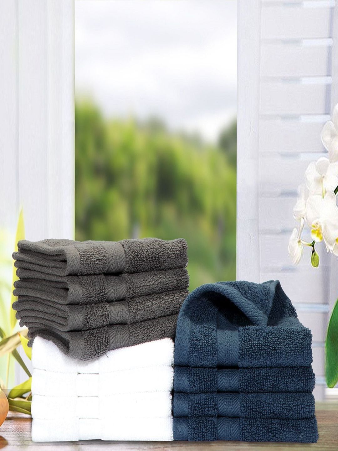 BIANCA Set of 12 Zero-Twist Cotton 500 GSM Ultra-Fluffy Towels Price in India
