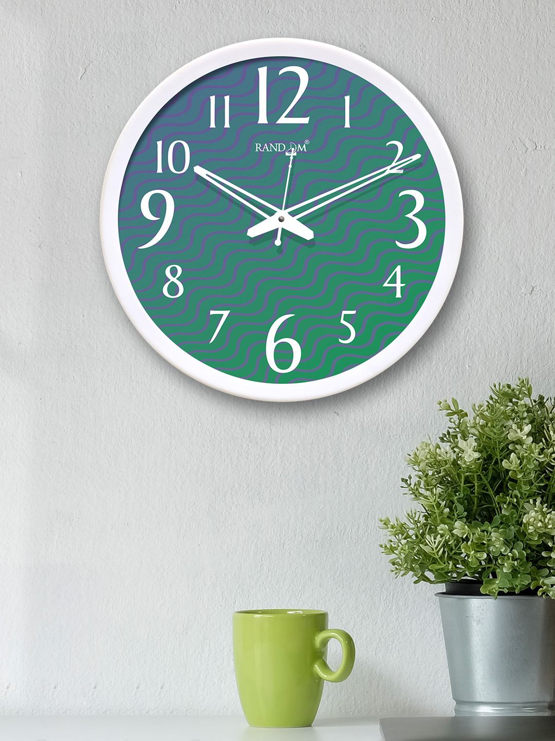 RANDOM Green & Purple Round Printed 30.4 cm Analogue Wall Clock Price in India