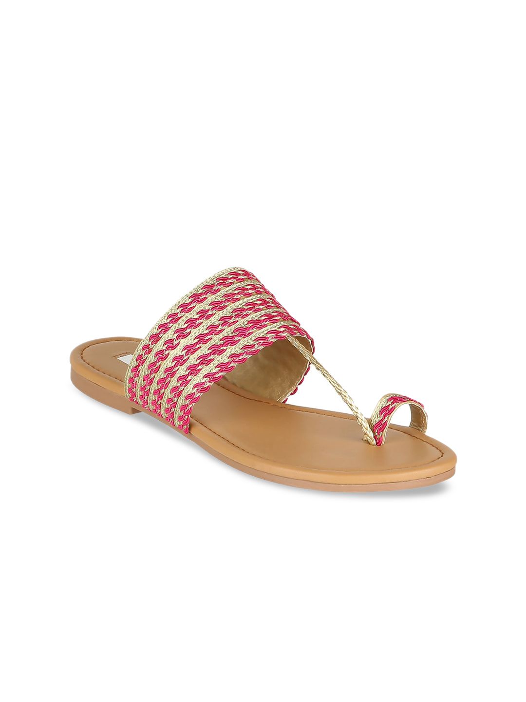 ELLE Women Pink Woven Design One Toe Flats Price in India