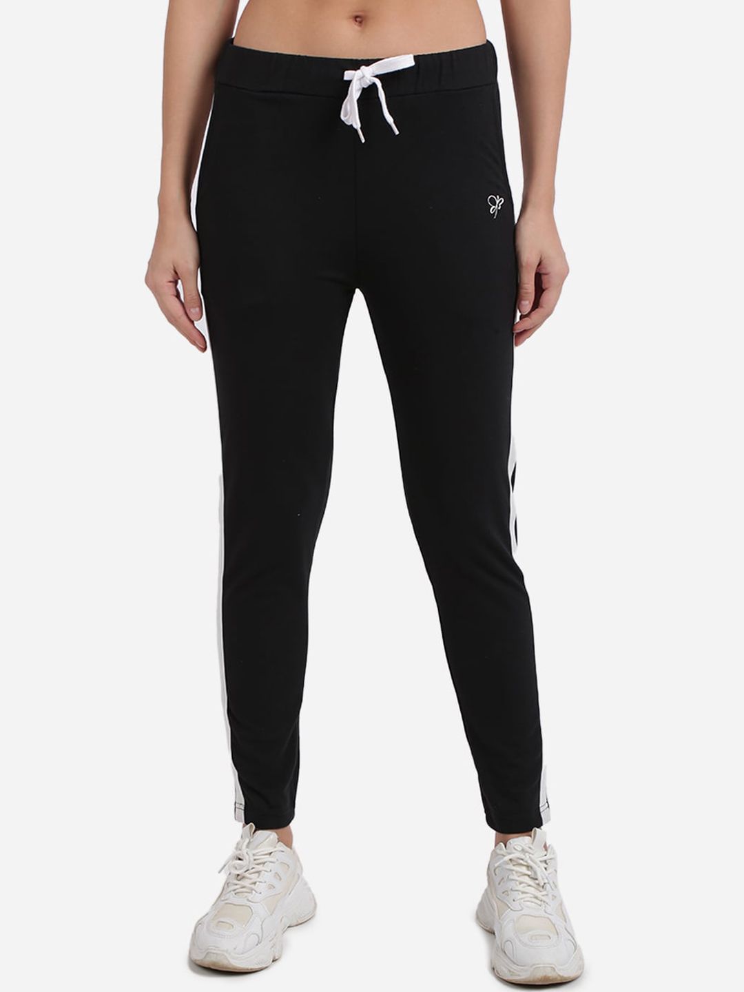 BEVERLY BLUES Women Black Solid Slim-Fit Track Pants Price in India