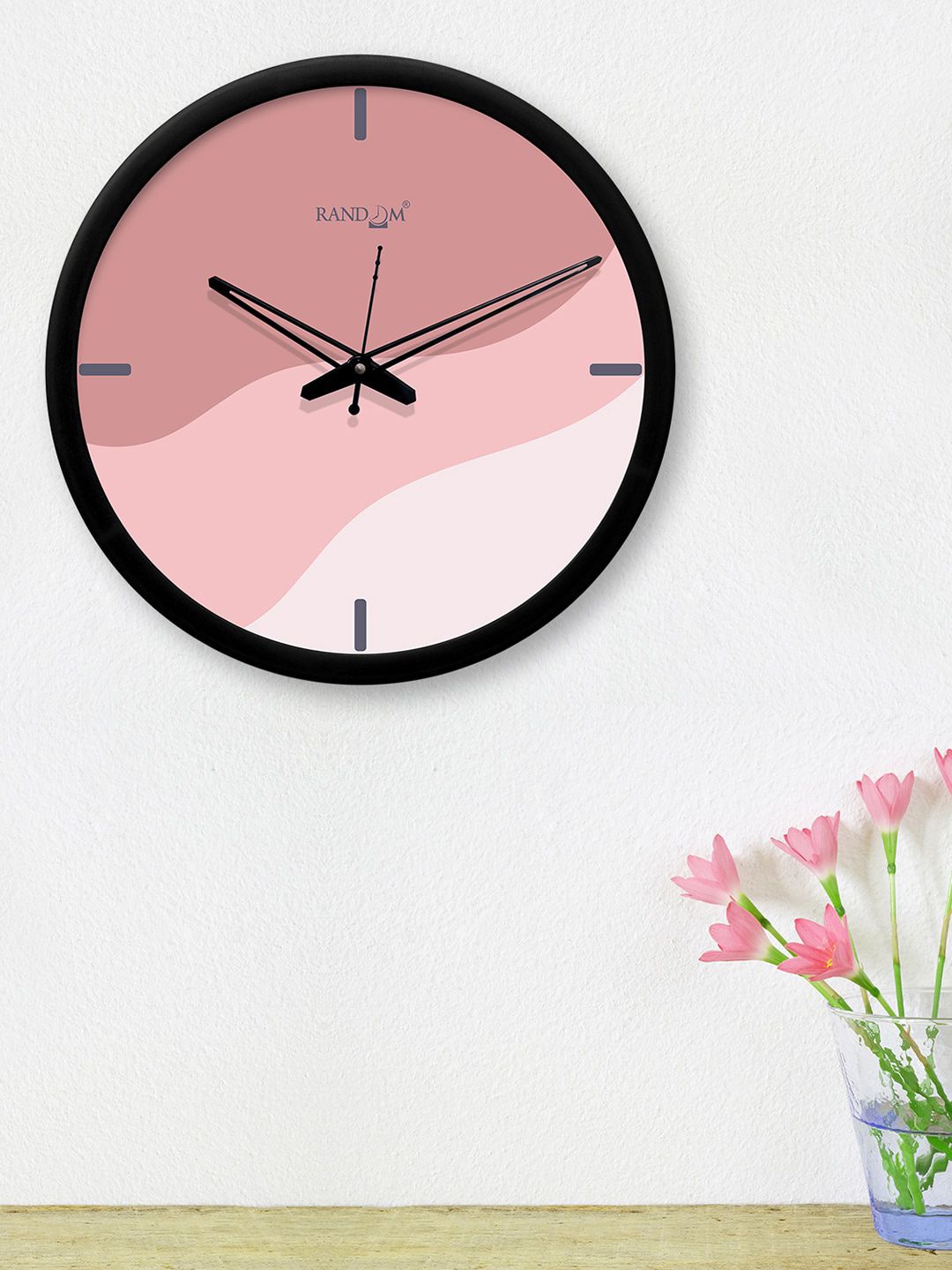 RANDOM Pink & White Round Colourblocked 30.4 cm Analogue Wall Clock Price in India