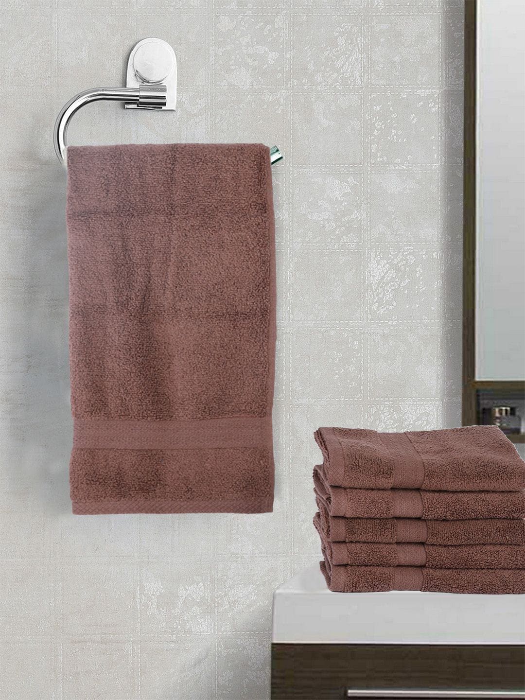 BIANCA Brown Set of 6 Zero-Twist 100% Cotton Ultra-Fluffy Towels Price in India