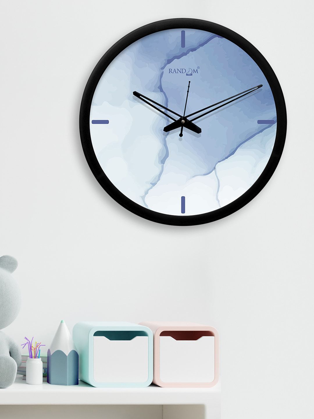 RANDOM Blue Round Printed 30.4 cm Analogue Wall Clock Price in India