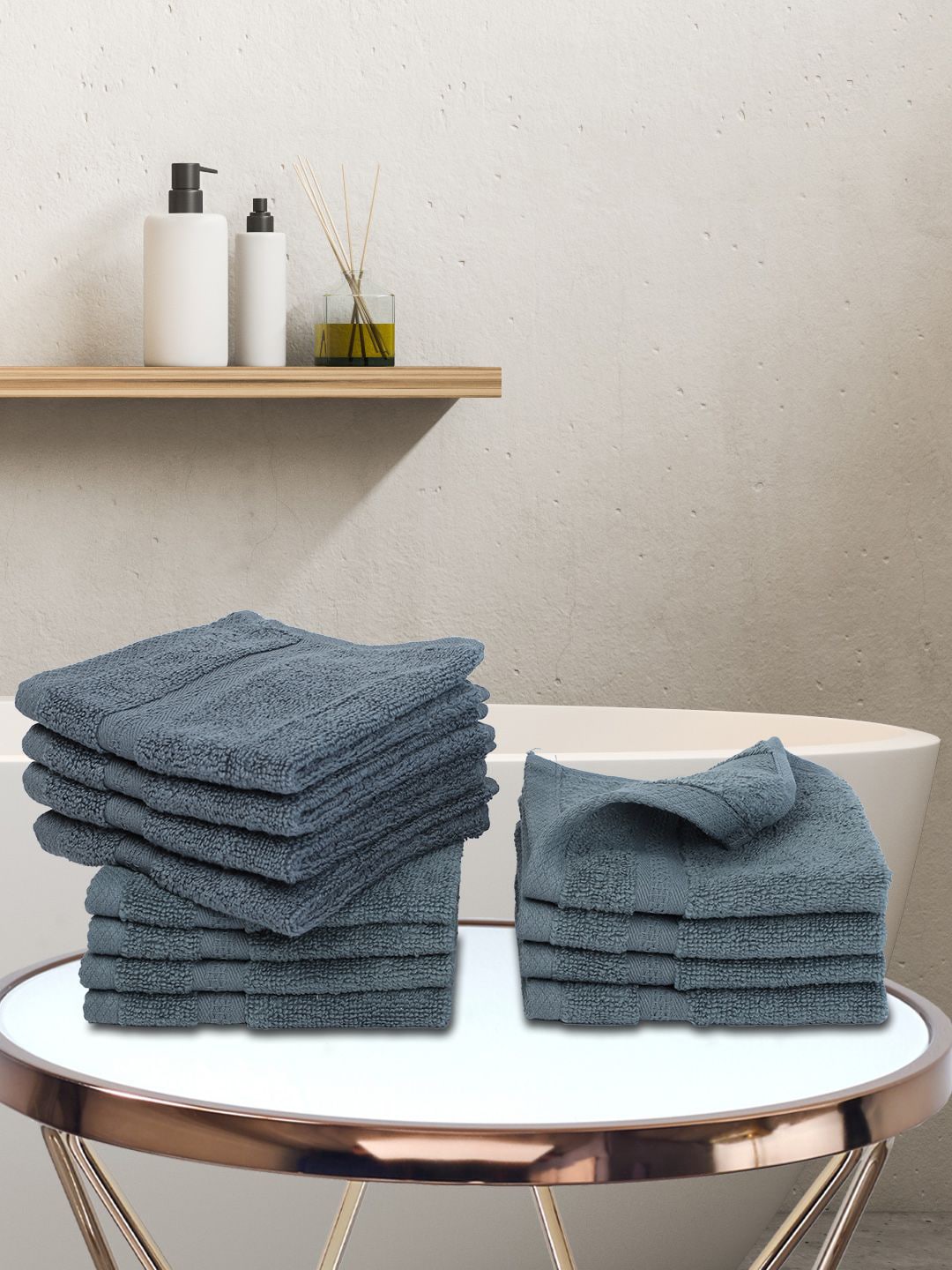 BIANCA Grey Set of 12 Zero-Twist 100% Cotton Ultra-Fluffy Towels Price in India