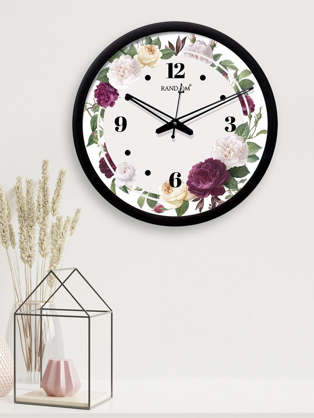 RANDOM White & Purple Round Printed 30.4 cm Analogue Wall Clock Price in India