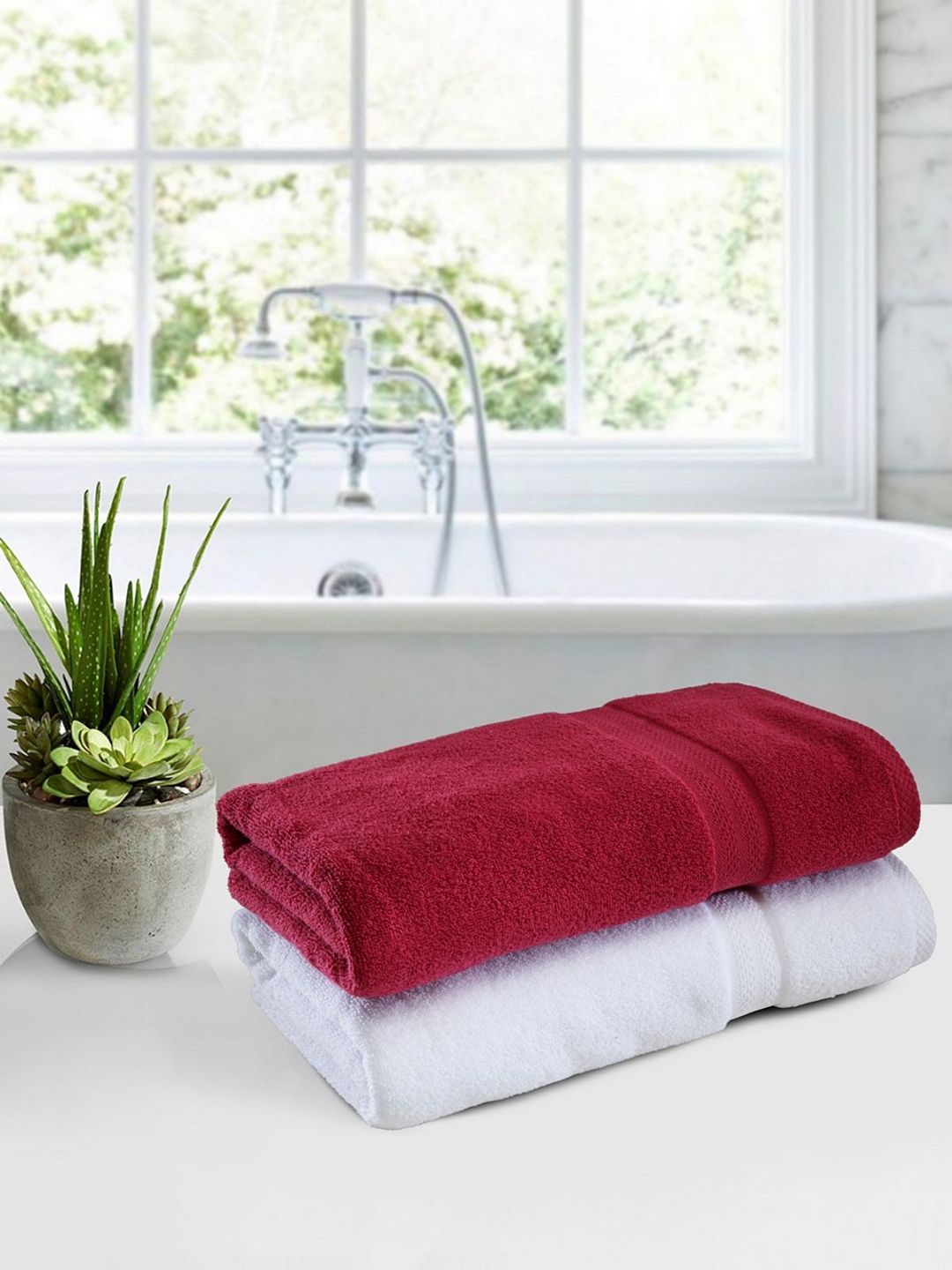BIANCA Multicoloured Solid Zero-Twist Pure Cotton Ultra-Fluffy Towels -2pc Bath Towel Price in India