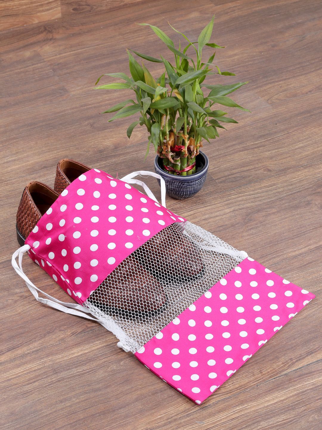 My Gift Booth Set Of 12 Pink & White Printed Shoe Organisers Price in India