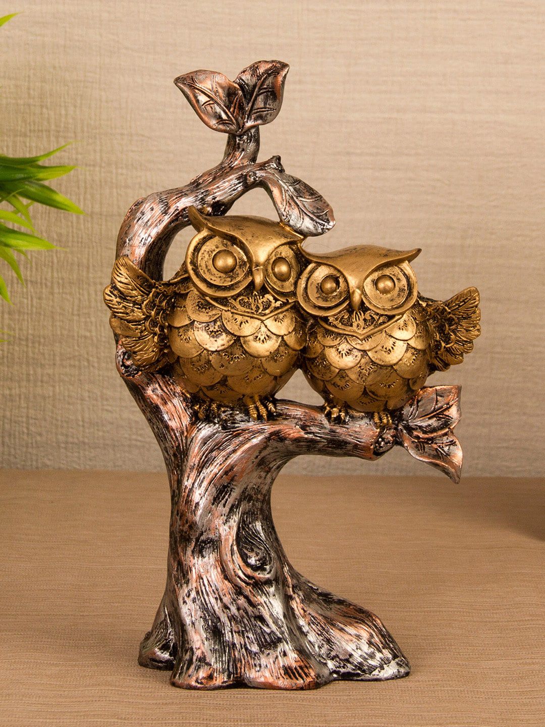 TIED RIBBONS Copper-Toned & Gold-Toned Decorative Owl Showpiece Price in India