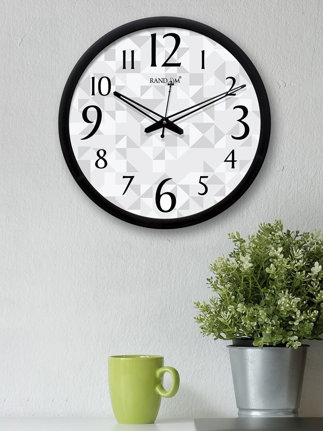 RANDOM Off-White & Grey Round Printed 30.4 cm Analogue Wall Clock Price in India