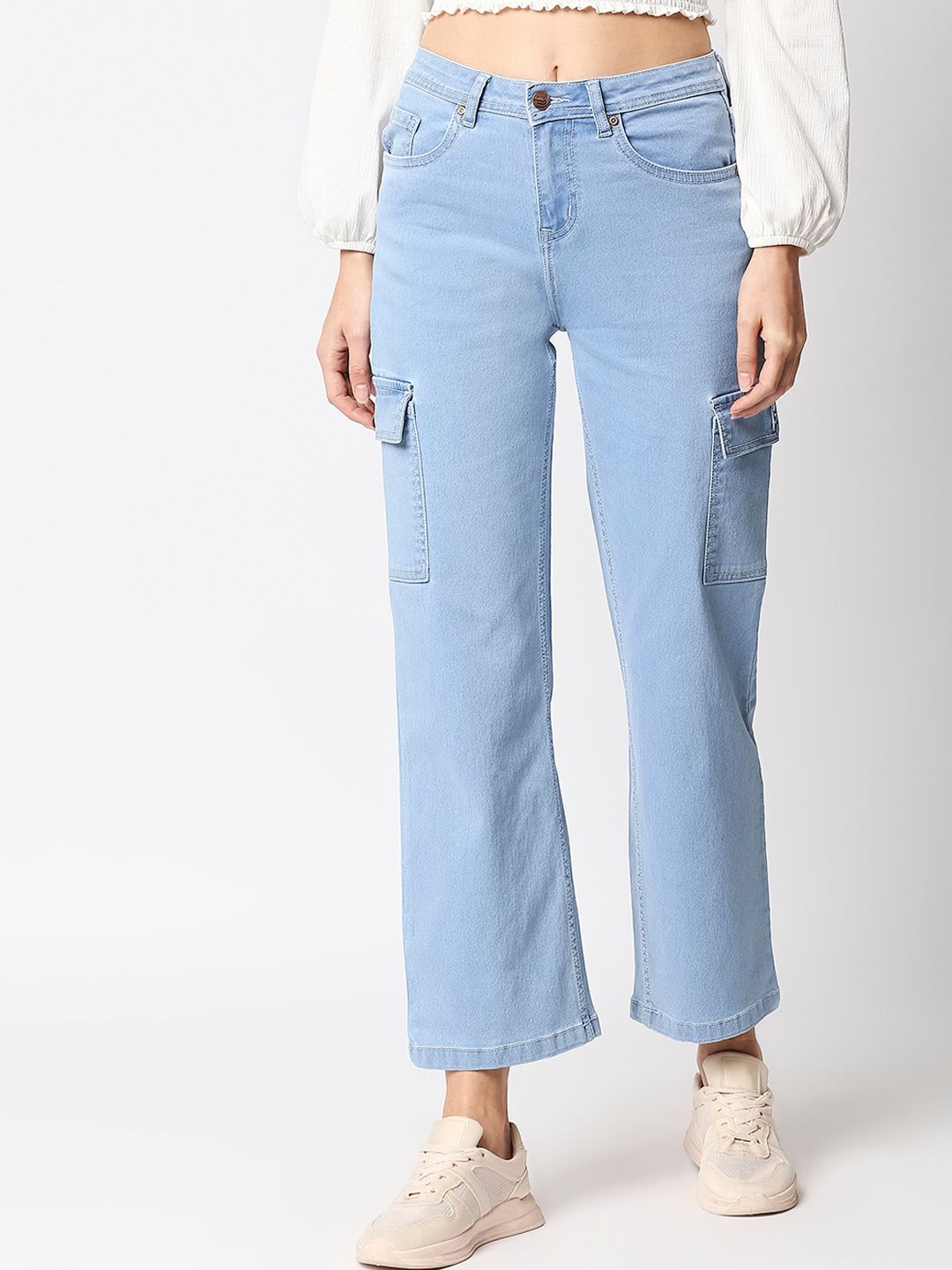 High Star Women Blue Straight Fit High-Rise Clean Look Jeans