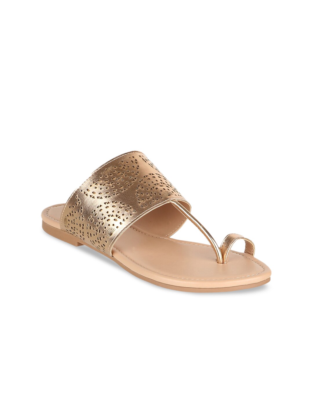 ELLE Women Gold-Toned Embellished One Toe Flats Price in India
