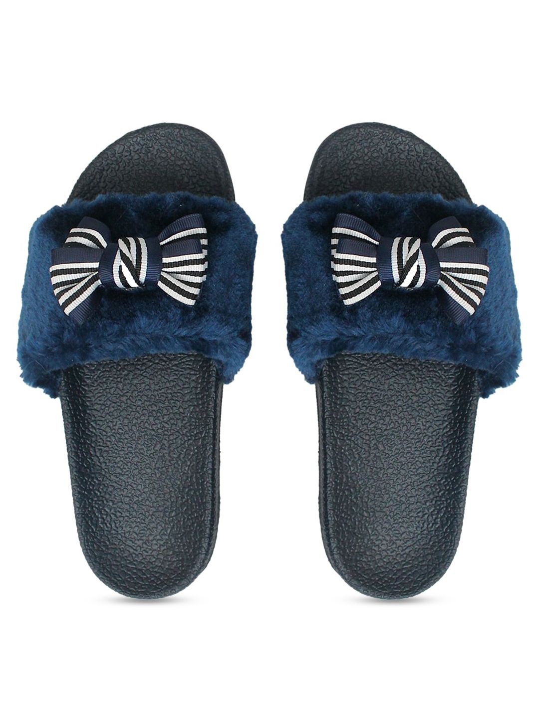 FREECO Women Blue Embellished Sliders Price in India