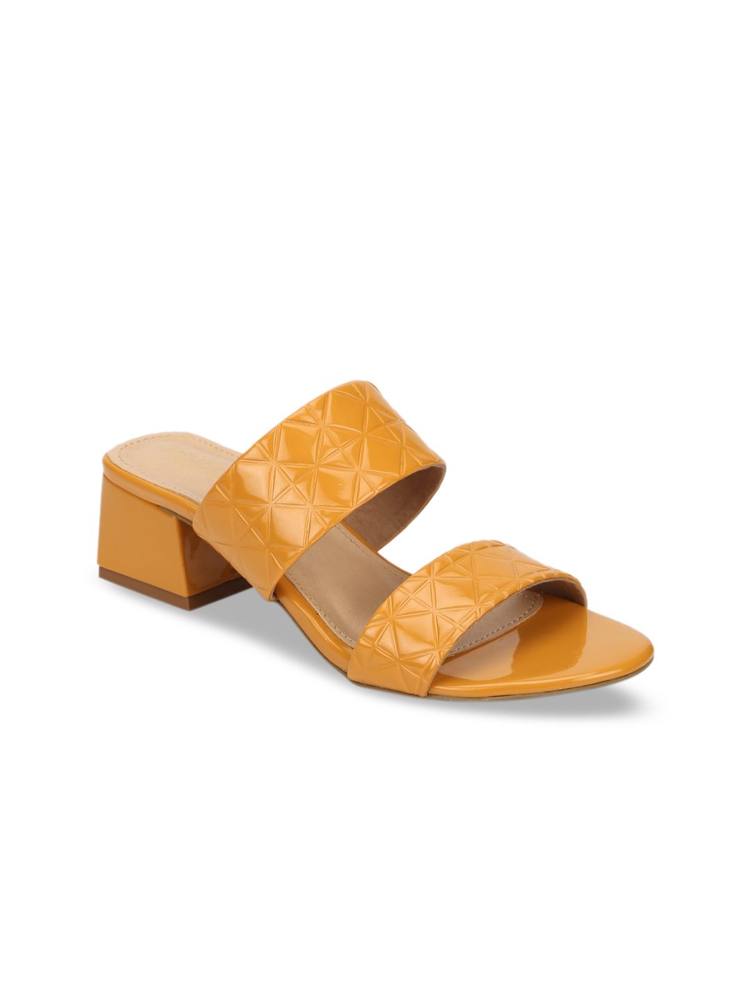 Truffle Collection Women Mustard Yellow Textured Sandals Price in India