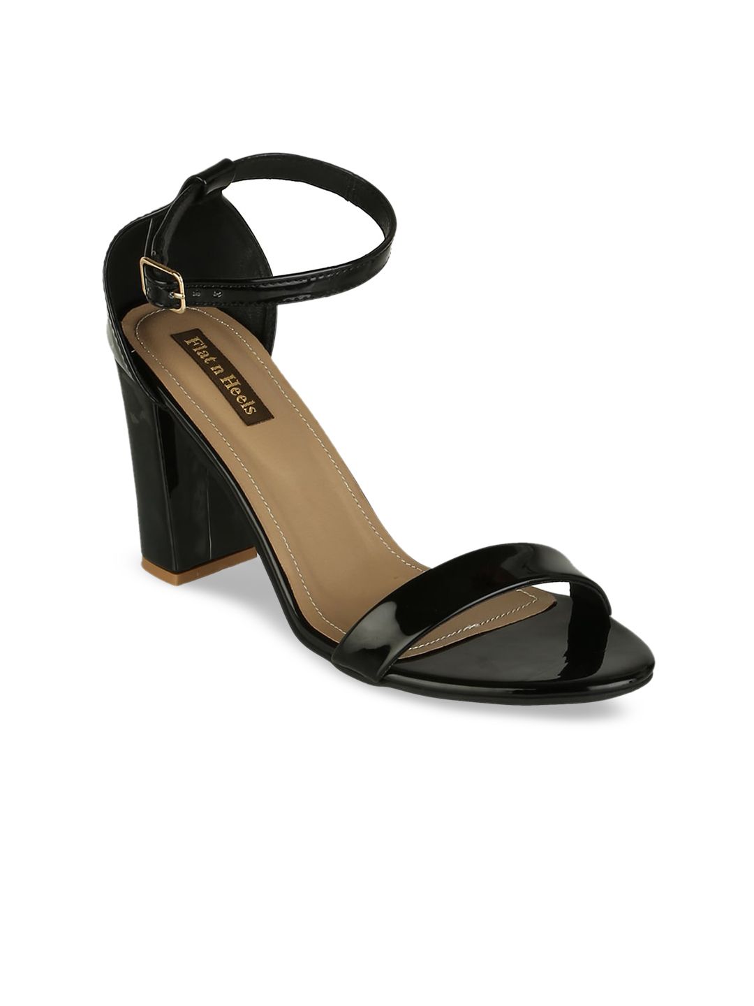 Flat n Heels Women Black Solid Block Heels Price in India