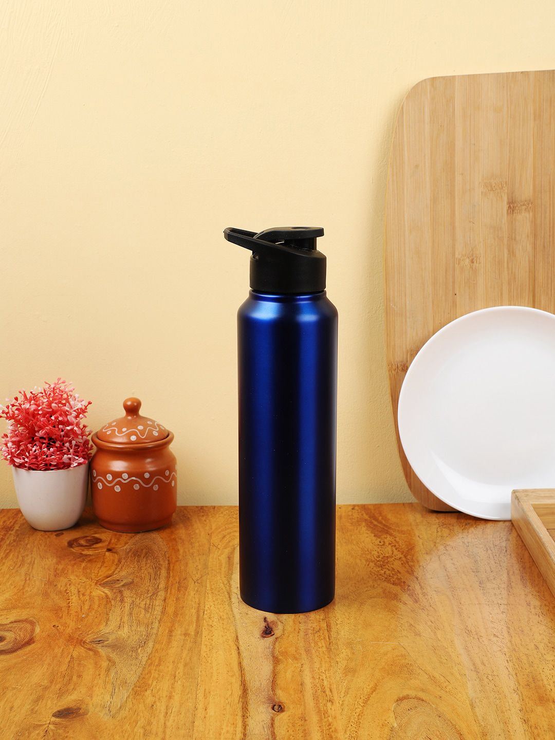 INCRIZMA Set of 2 Blue & Black Solid Fridge & Sports Water Bottles Price in India