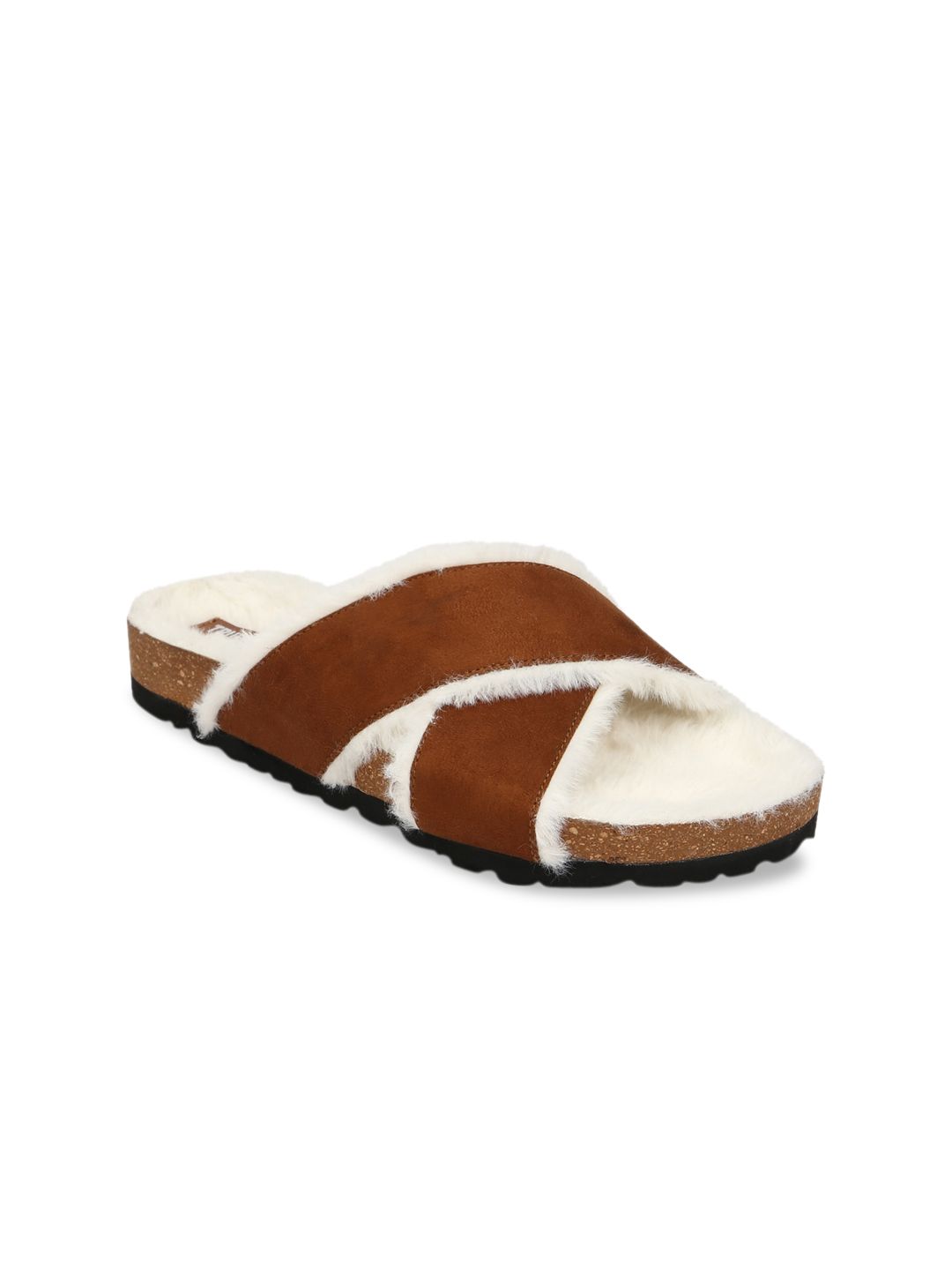 Truffle Collection Women Brown Solid Suede Room Slippers Price in India