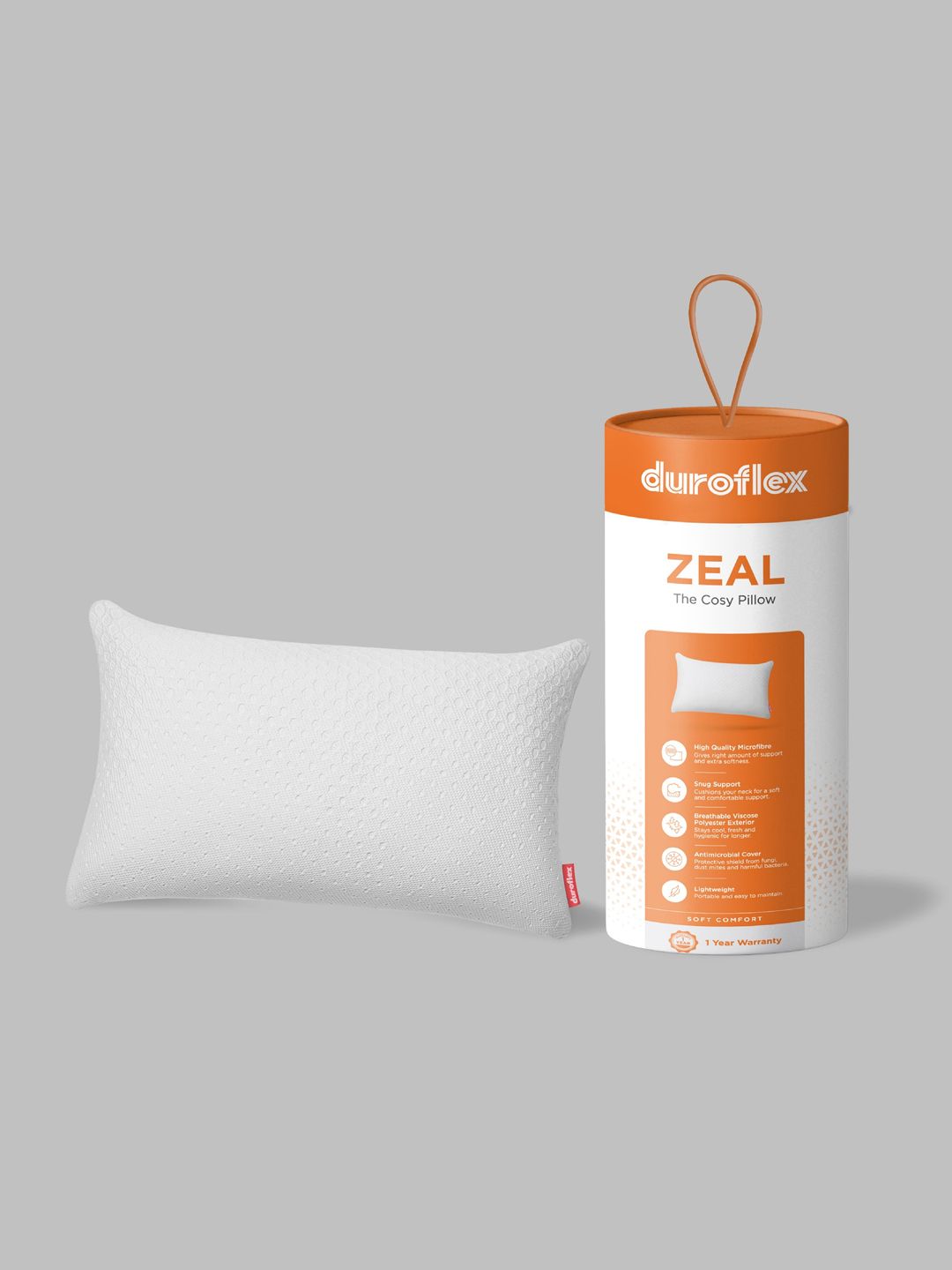 Duroflex White Textured Antimicrobial Sleep Pillow Price in India