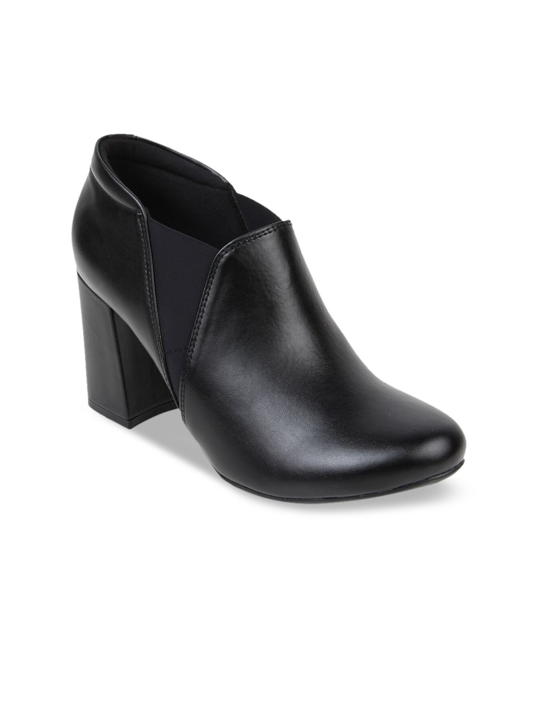 Rocia Women Black Solid Heeled Boots Price in India