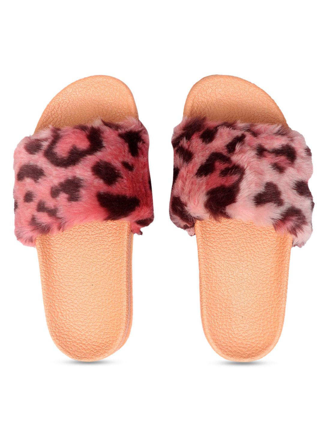 FREECO Women Pink & Brown Animal Printed Room Slippers Price in India