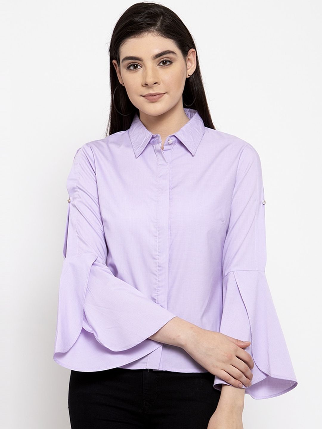 armure Women Purple Regular Fit Solid Casual Shirt