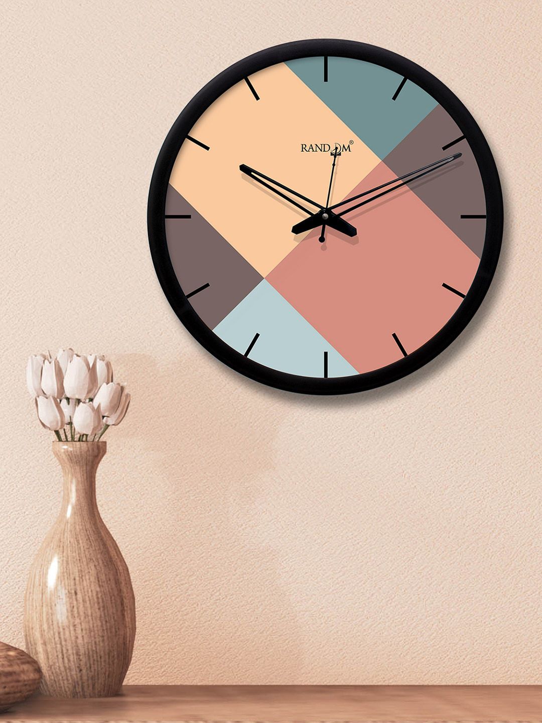 RANDOM Multicoloured Round Colourblocked 30.4 cm Analogue Wall Clock Price in India