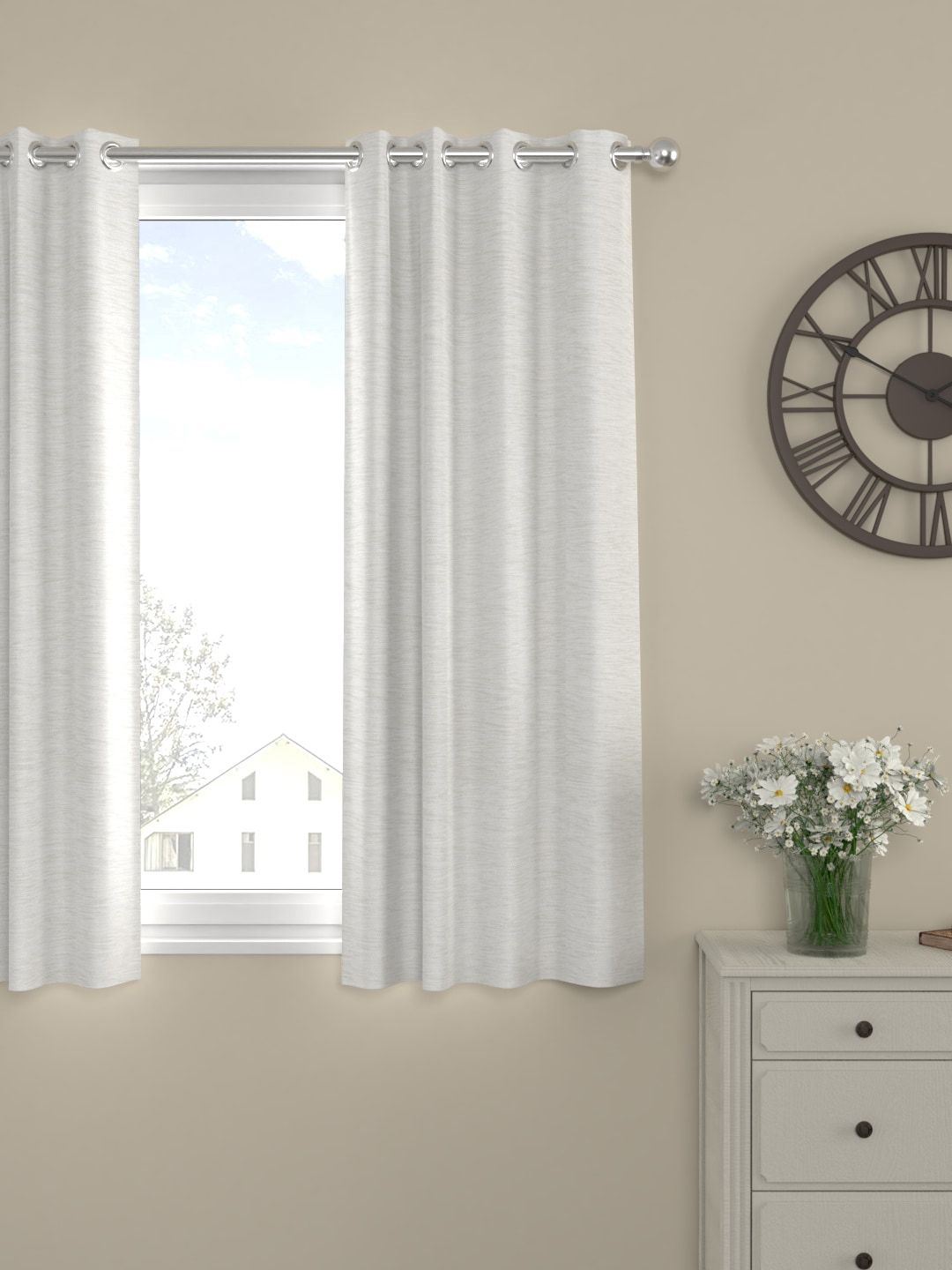 ROSARA HOME White Single Self Design Window Curtain Price in India