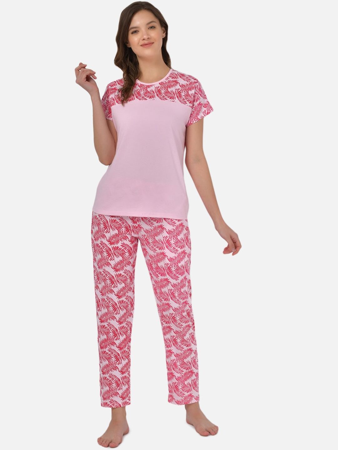 Klamotten Women Pink Printed Night Suit Price in India