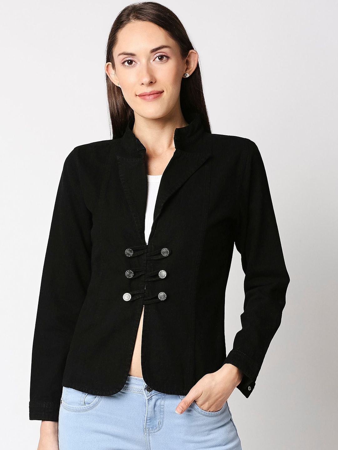 High Star Women Black Solid Lightweight Tailored Jacket Price in India