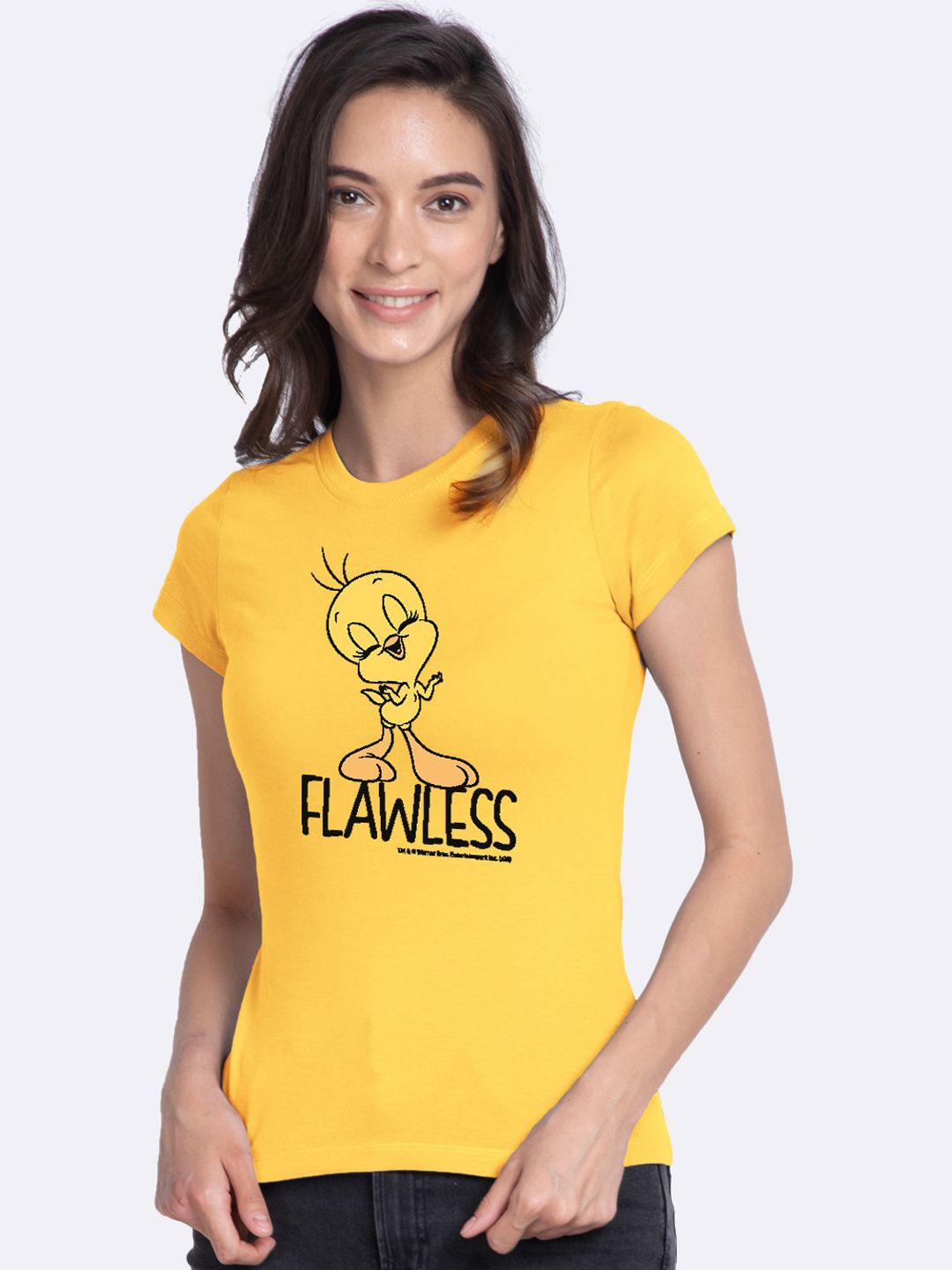 Bewakoof Women Yellow Printed T-shirt