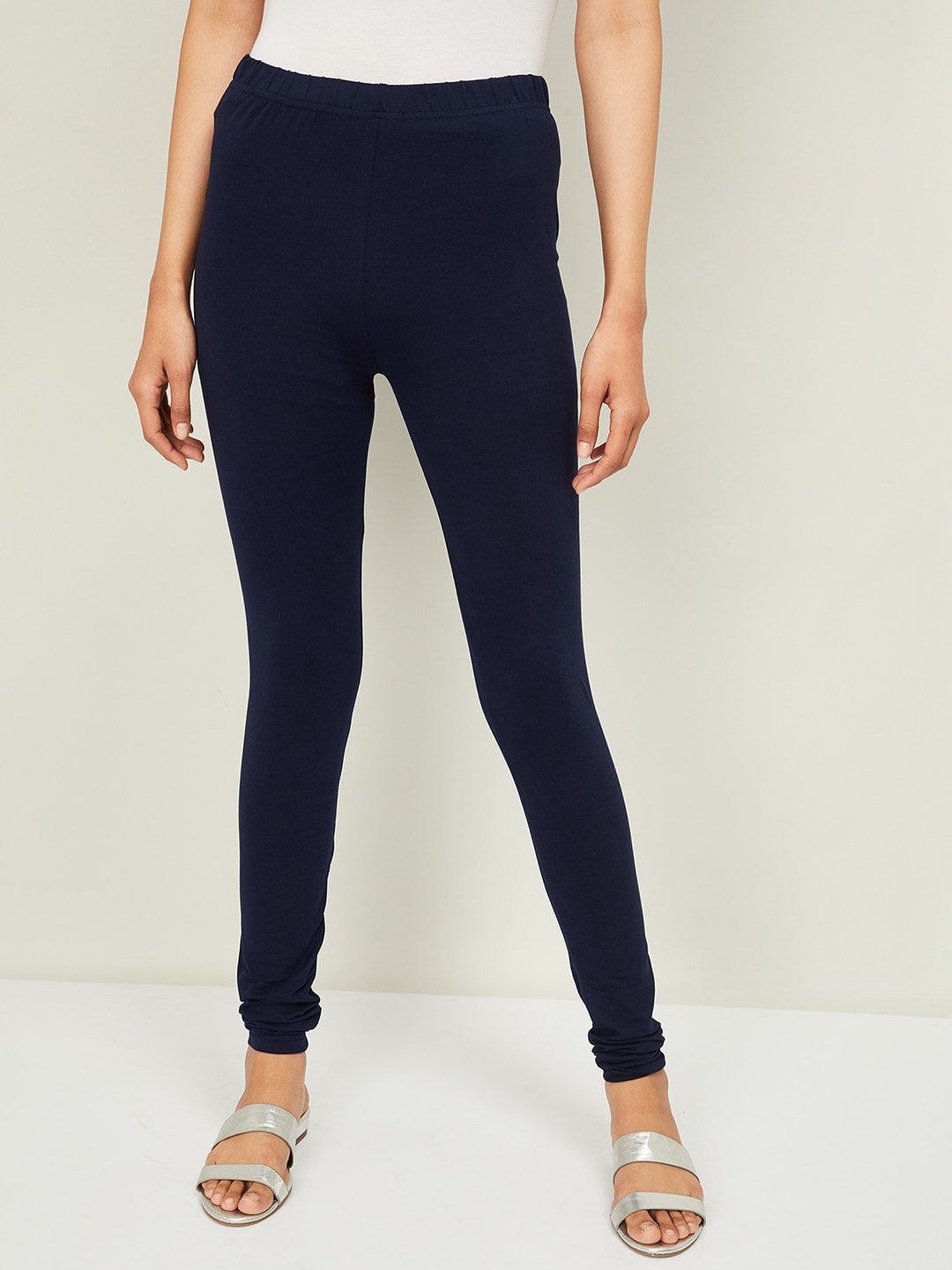 Melange by Lifestyle Women Navy Blue Solid Ankle-Length Leggings Price in India