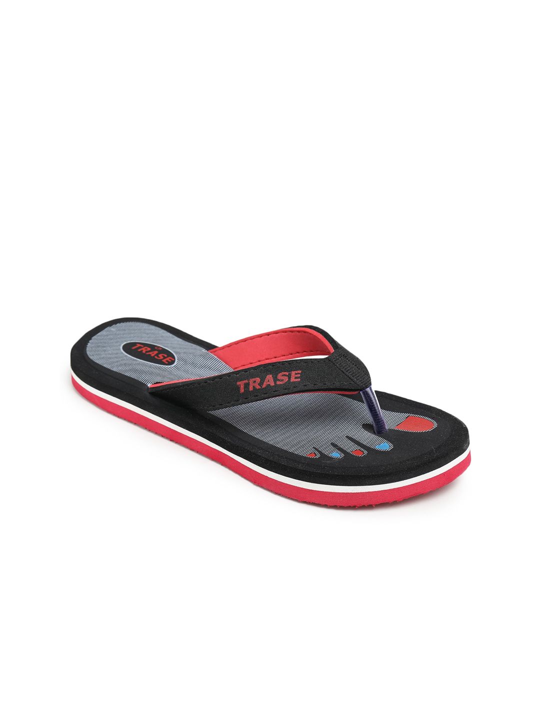 TRASE Women Black & Red Printed Thong Flip-Flops Price in India