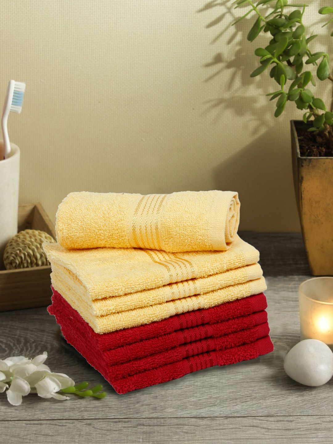 BIANCA Set of 8 Solid 380 GSM Cotton Face Towels Price in India