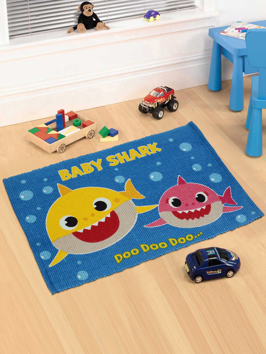 naSaral Home Baby Shark Printed Cotton Rug - (Blue, 50x70 Cms) Price in India