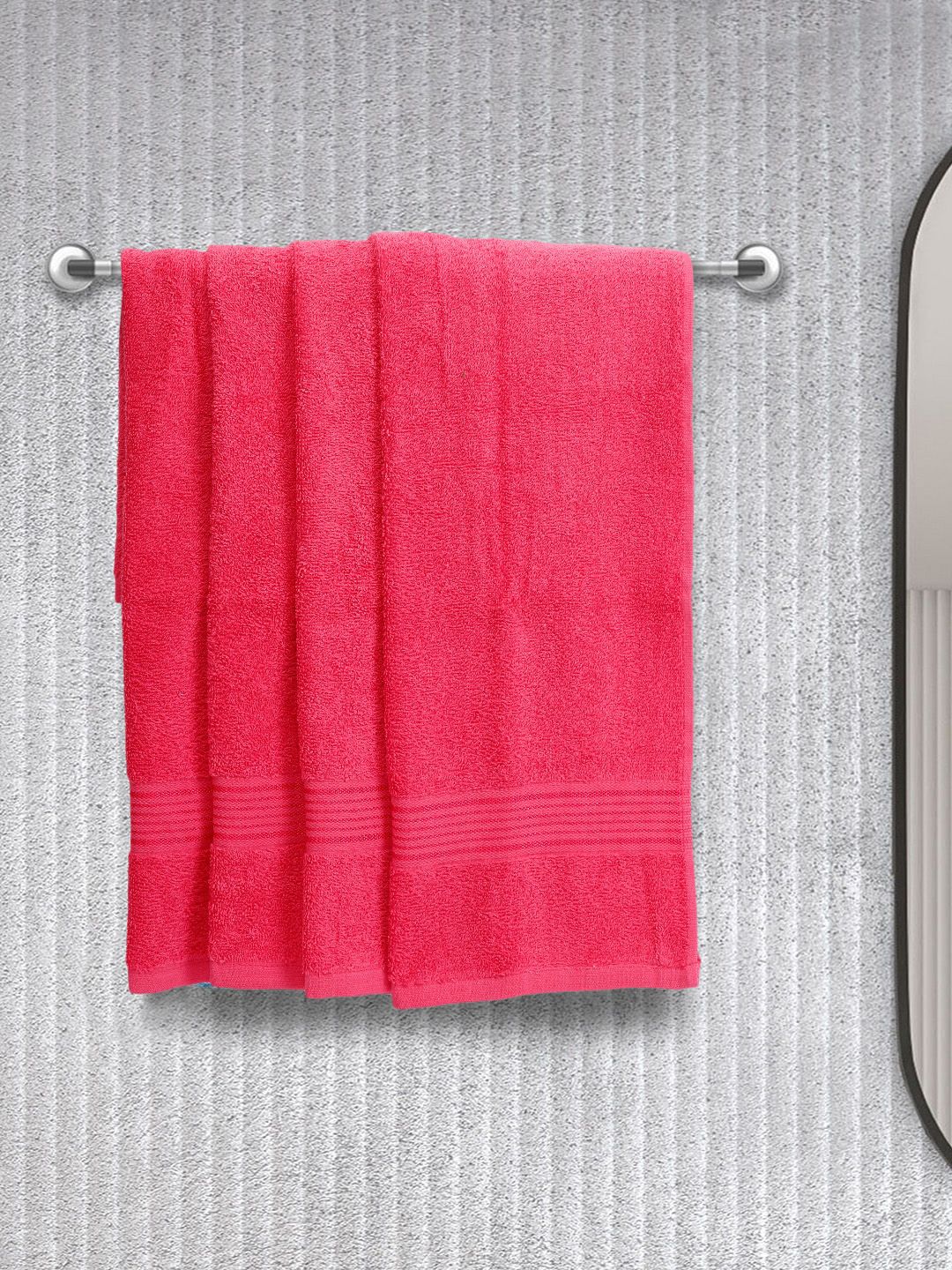 BIANCA Set Of 4 Pink Solid Super Absorbent 380 GSM Cotton Hand Towels Price in India