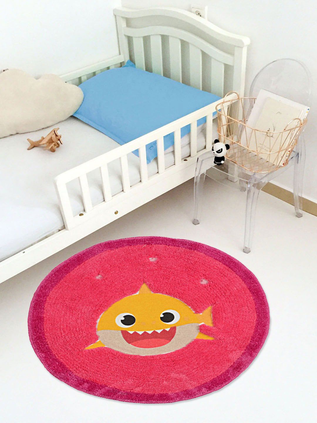 Saral Home Unisex Pink Baby Shark Microfiber Multipurpose Round Mat Price in India