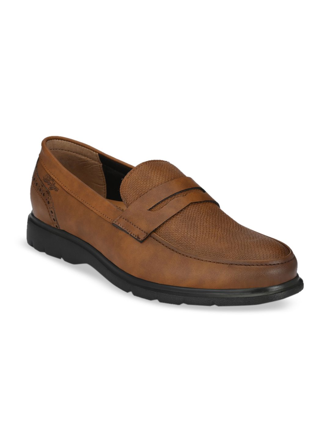 Delize Men Tan Brown Solid Formal Loafers