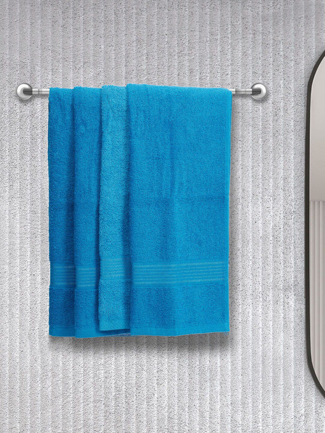 BIANCA Blue Set Of 4 Blue Solid 380 GSM Cotton Hand Towels Price in India