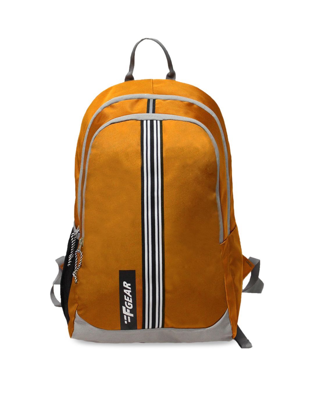 F Gear Unisex Mustard & White Solid Contrast Detail Backpack Price in India