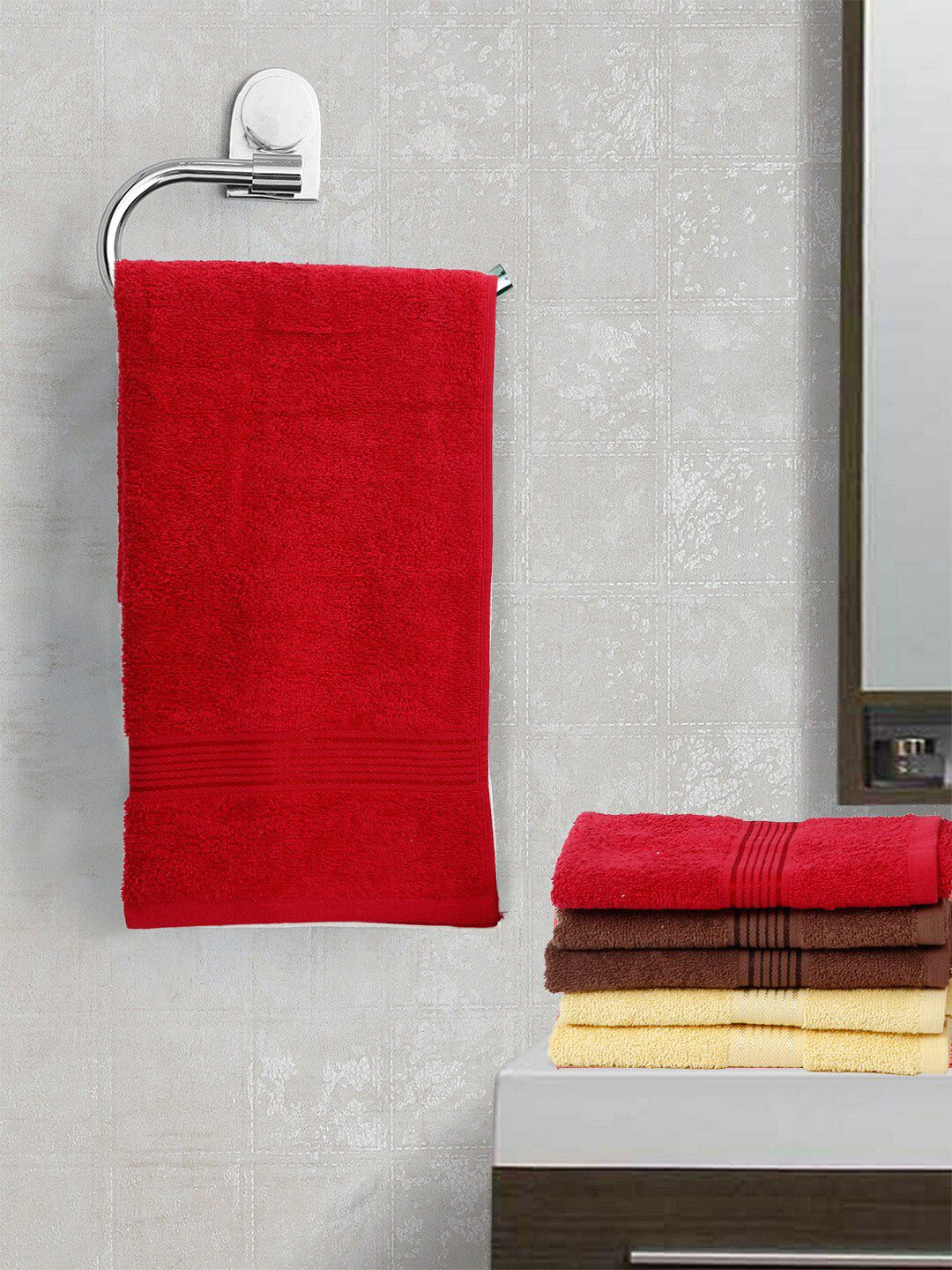 BIANCA Set Of 6 Solid 380 GSM Cotton Hand Towels Price in India