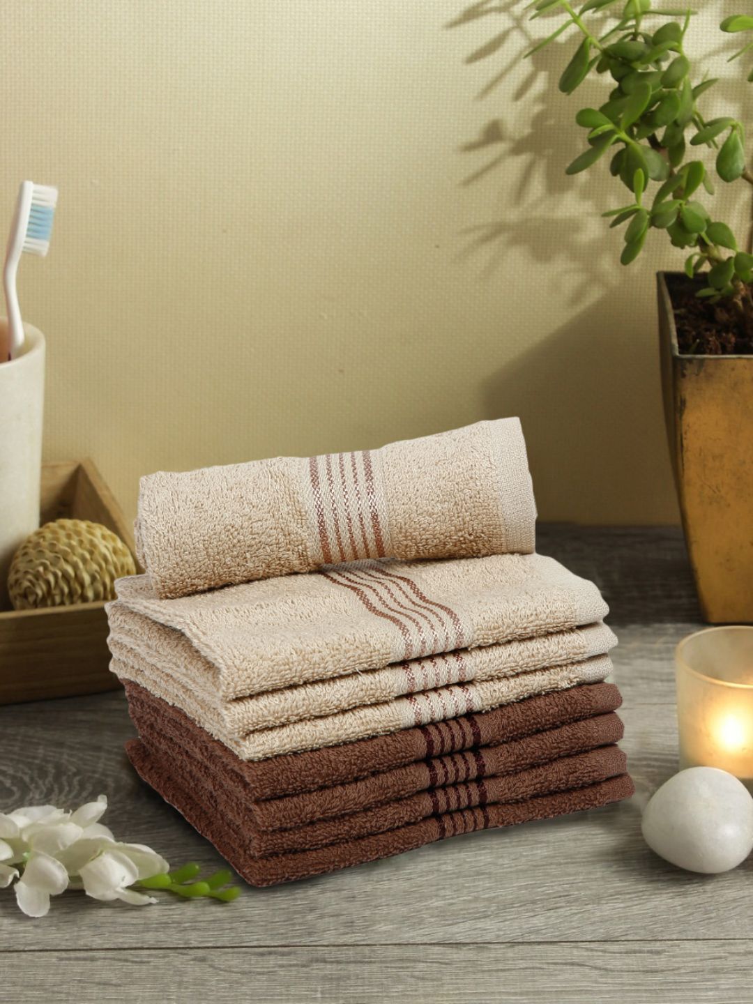 BIANCA Set Of 8 Solid 380 GSM Cotton Face Towels Price in India