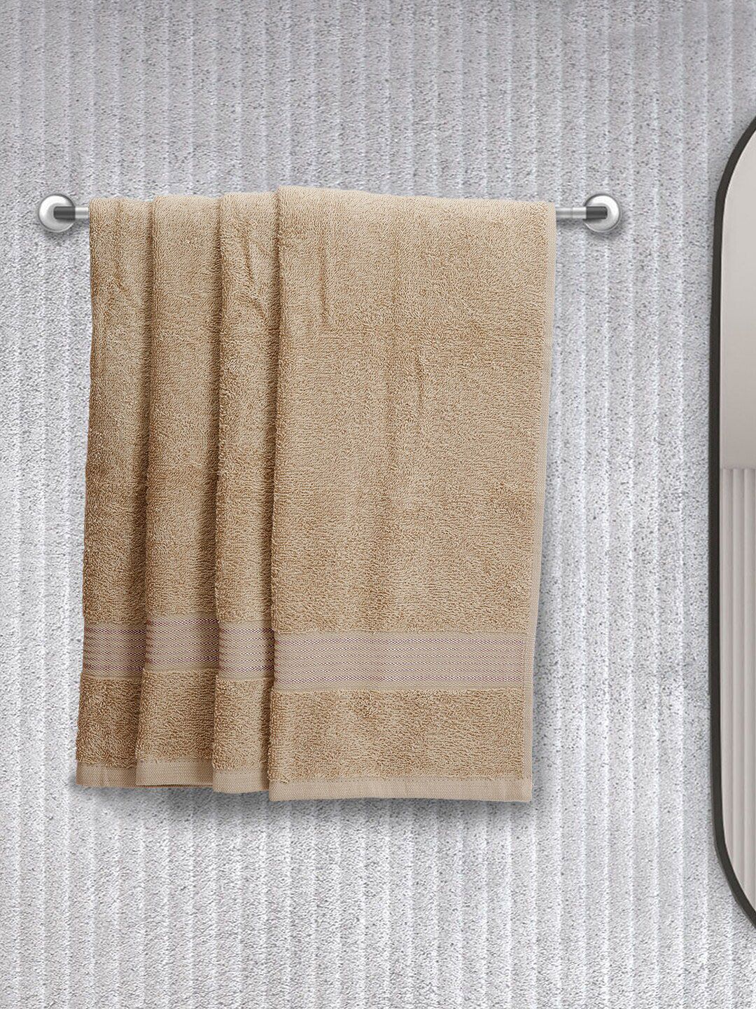 BIANCA Taupe Set Of 4 Solid Super Absorbent 380 GSM Cotton Hand Towels Price in India