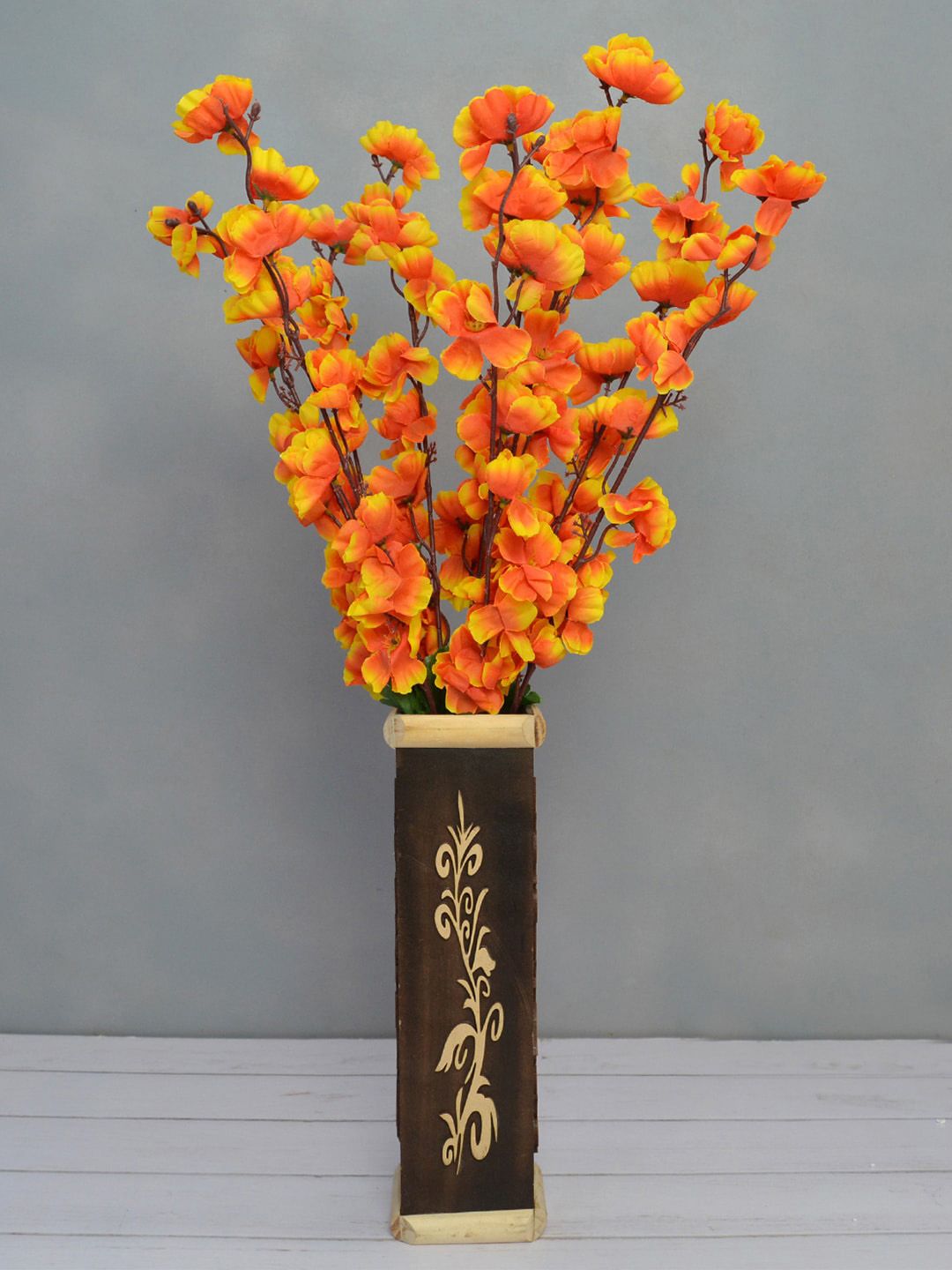 fancy mart Orange & Brown Artificial Flower Blossom Stick Price in India